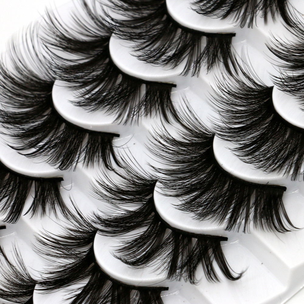 Fluffy soft slender curled long cross false eyelashes